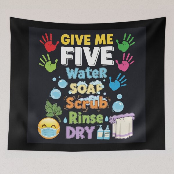 Item preview, Give Me Five – Handwashing Steps designed and sold by Uglyandcute.