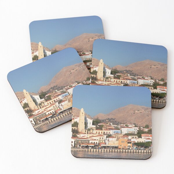 Chalki Harbour Front Coasters (Set of 4)