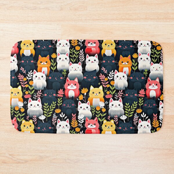 Item preview, Cute Kawai Colorful Cats And Flowers Design Pattern designed and sold by DEC02.