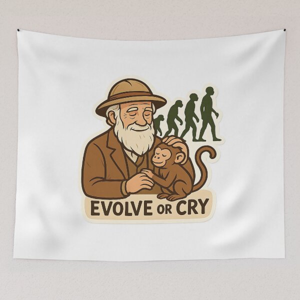 Item preview, Evolve or Cry – Funny Darwin Evolution Design designed and sold by Cheerioza.