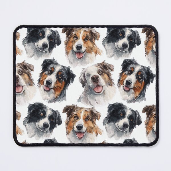 Artikel-Vorschau von Australian Shepherd Gesichter nahtloses Muster Aquarell, designt und verkauft von XploreMatters.