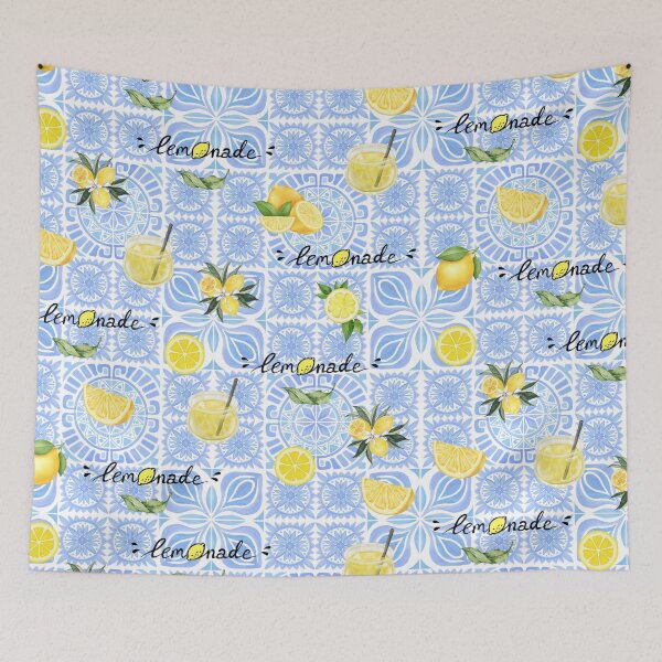 Item preview, Lemons Pattern on a Blue Tile Design designed and sold by AlinaSCorner.