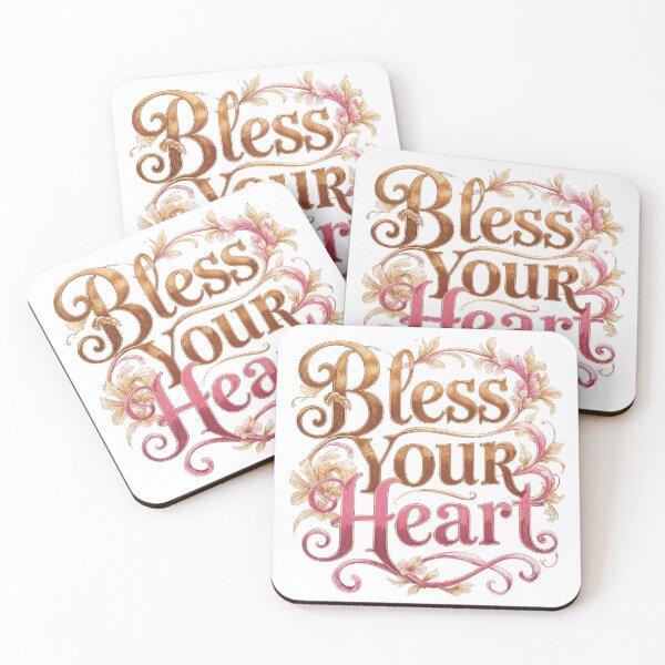 Item preview, "Bless Your Heart" Ornate Floral Calligraphy designed and sold by WHITE FANGS.