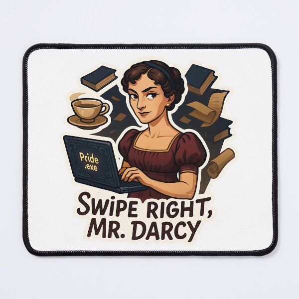 Item preview, Jane Austen – “Swipe Right, Mr. Darcy” Funny Sticker designed and sold by Cheerioza.