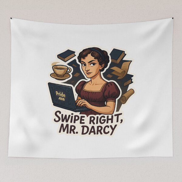 Item preview, Jane Austen – “Swipe Right, Mr. Darcy” Funny Sticker designed and sold by Cheerioza.