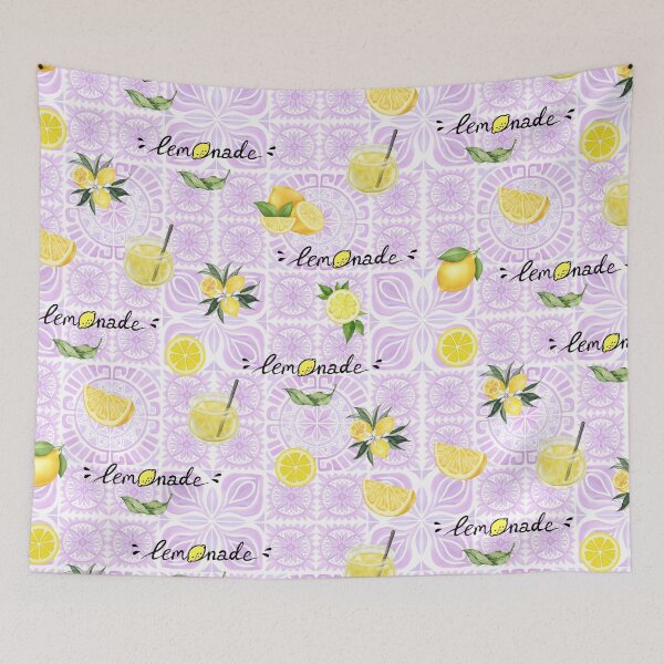 Item preview, Lemons Pattern on a Purple Tile Design designed and sold by AlinaSCorner.