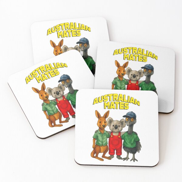 Item preview, Australian Mates – Cute Cartoon Kangaroo, Koala and Emu in Aussie Outfits designed and sold by Michael van der Hoorn.