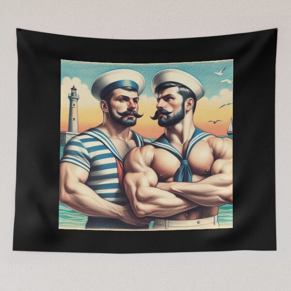 Item preview, 1920s French Vintage Gay Sailors Ahoy Gay Pride Graphic Design designed and sold by ItsAKinkThing.