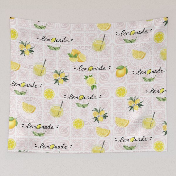 Item preview, Lemons Pattern on a Light Pink Tile Design designed and sold by AlinaSCorner.