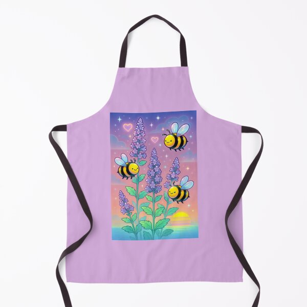 Item preview, Cute Bumblebees and Catmint – Chillwave Sunset Garden Illustration designed and sold by donwillisjrart.
