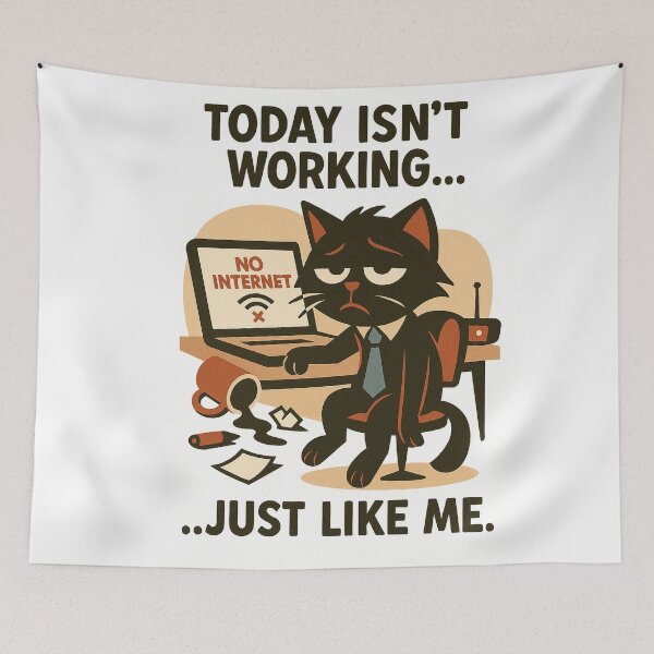 Item preview, Office cat without WiFi – Funny Monday without power quote designed and sold by Arteola Studio.