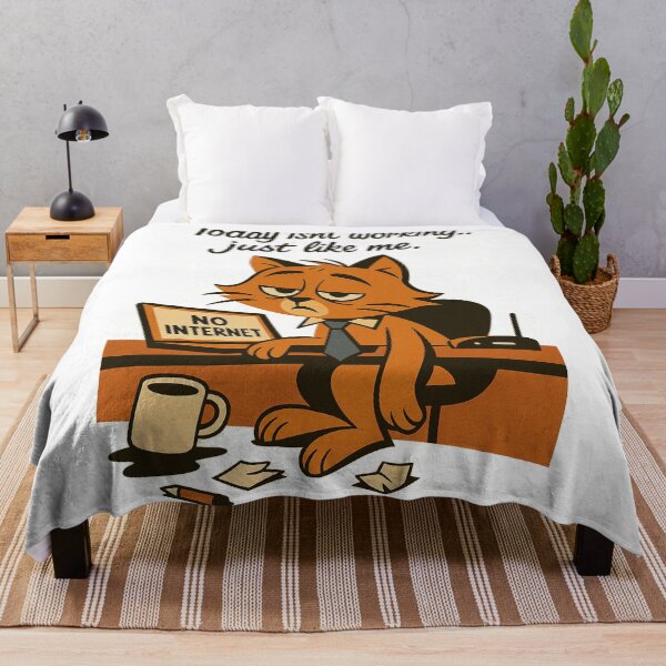 Item preview, Orange cat office worker without WiFi – Funny Monday without power quote designed and sold by Arteola Studio.