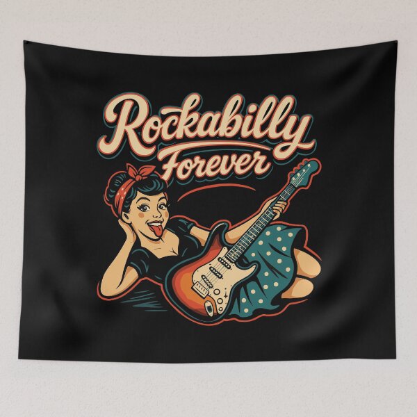 Item preview, Rockabilly forever electric guitar woman 50s gift designed and sold by Pineapple-Tree.