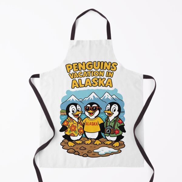 Item preview, Penguins Vacation in Alaska – Funny Travel Cartoon Design designed and sold by Kathryn Creates.
