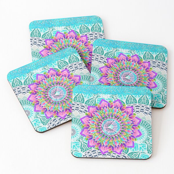 Item preview, Mandala turquoise pink motif Gipsy design designed and sold by MarthasHus.