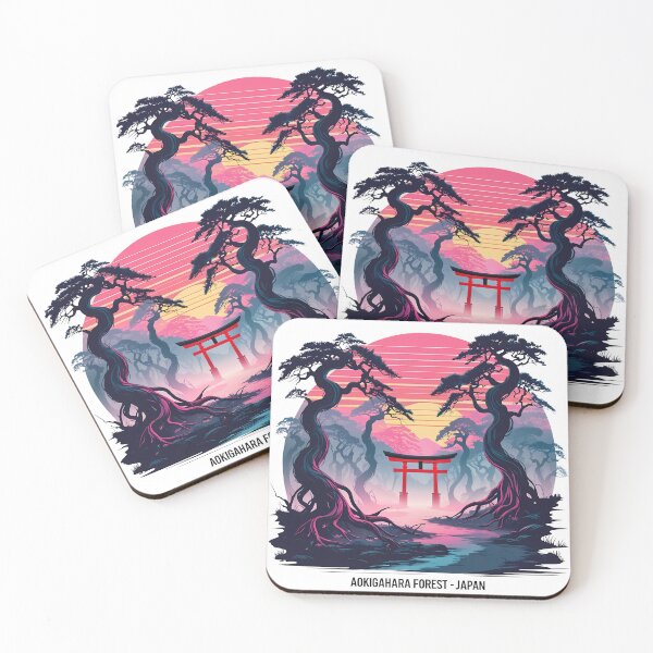 Item preview, Aokigahara Forest – Haunted Japan Art | Retro Mount Fuji Sunset Design designed and sold by LoliDesignShop.