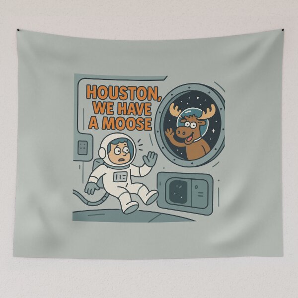 Item preview, Houston, We Have a Moose – Funny Space Cartoon designed and sold by Kathryn Creates.