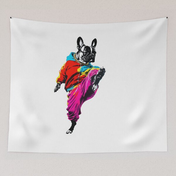 Item preview, Breakdancing Bulldog in Colorful Streetwear designed and sold by tonyartprints.
