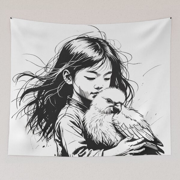 Item preview, Girl holding a white bird 5 designed and sold by AlinaSCorner.