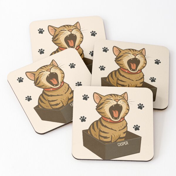 Item preview, Yawning Cat in a Box - Cute Cartoon Tabby Moment designed and sold by ByBryteG.