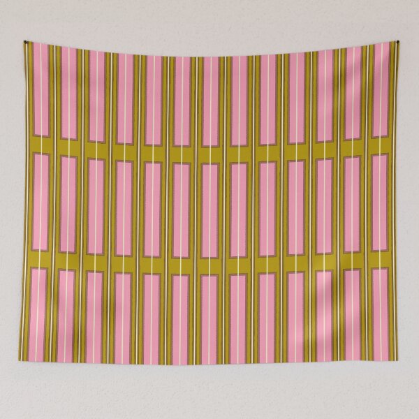 Item preview, Eclectic Geometric Geo Box Striped Pattern in Pink Brown Chartreuse Cream designed and sold by kierkegaard.