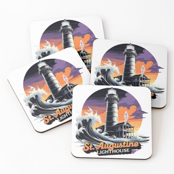 Item preview, St. Augustine Lighthouse – Haunted Ghost Tower Retro Ocean Sunset Art designed and sold by LoliDesignShop.