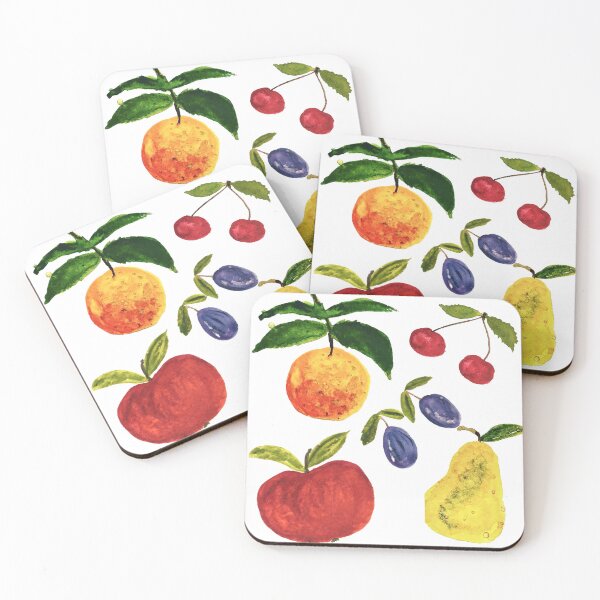 Item preview, Watercolor Fruit Pattern – Cherries, Apples, Plums, Pears & Oranges designed and sold by Monika Howarth.