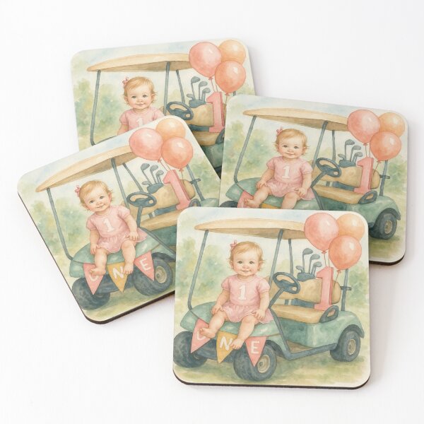 Item preview, Watercolor Golf Cart – 1st Birthday Girl Celebration Design designed and sold by Monika Howarth.