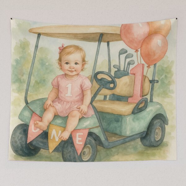 Item preview, Watercolor Golf Cart – 1st Birthday Girl Celebration Design designed and sold by Monika Howarth.
