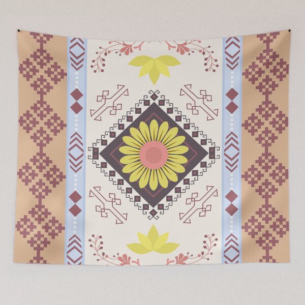 Item preview, Geometric Floral Textile Pattern Sunflowers Ethnic Designs and Border Stripes designed and sold by Crispifly.