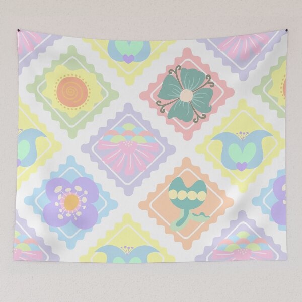 Item preview, Pastel Floral with Various Flowers in Diamond Frames designed and sold by Crispifly.