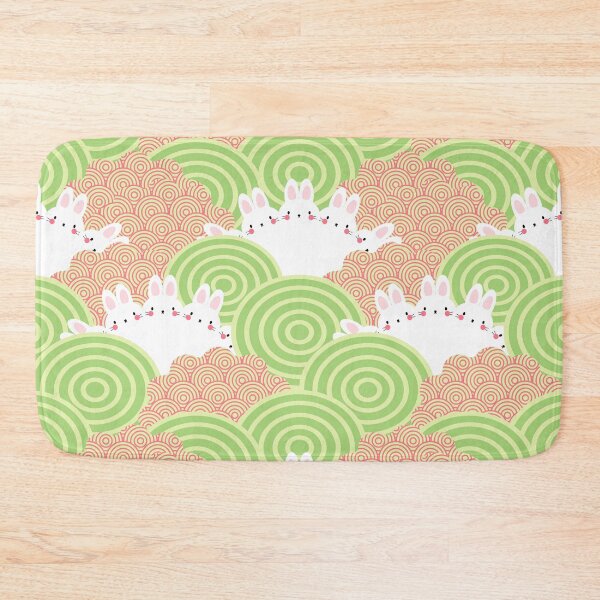 Item preview, White Rabbits in Green and Peach Circular Design Bunny designed and sold by Crispifly.