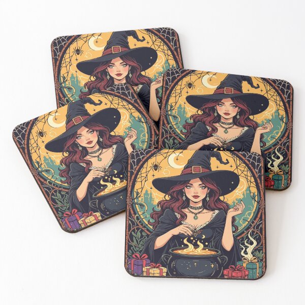 Item preview, Whimsically Enchanting Witch With Spiders and Cauldron designed and sold by taiche.