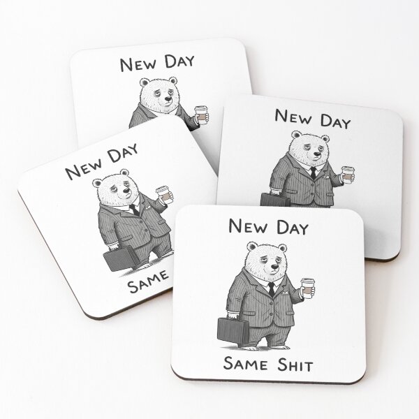 Item preview, New day, same shit, bear, grumpy, Funnyfits70, retro, vintage, meme, funny, humor designed and sold by FunnyFits70.
