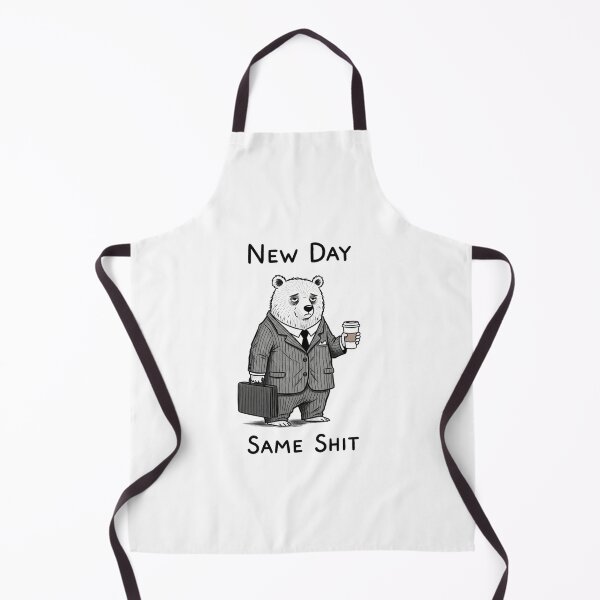 Item preview, New day, same shit, bear, grumpy, Funnyfits70, retro, vintage, meme, funny, humor designed and sold by FunnyFits70.