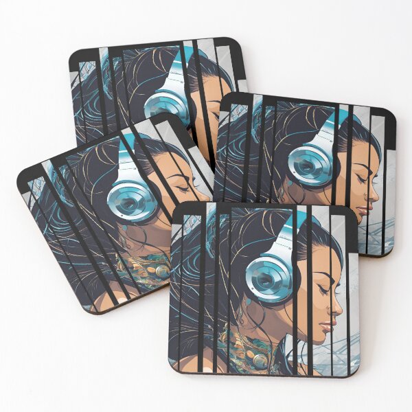 Item preview, Cyborg girl listening to music 5 designed and sold by Neon G.