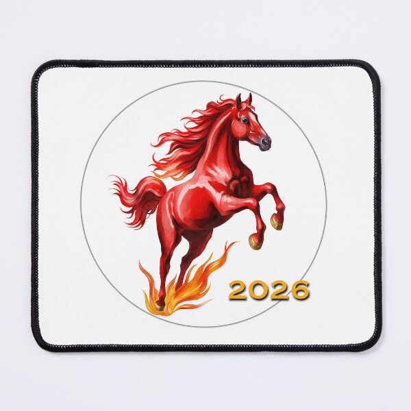 Item preview, Bright red horse prancing with flames indicating the year 2026 during the Lunar New Year celebration designed and sold by Ms. Iryna.