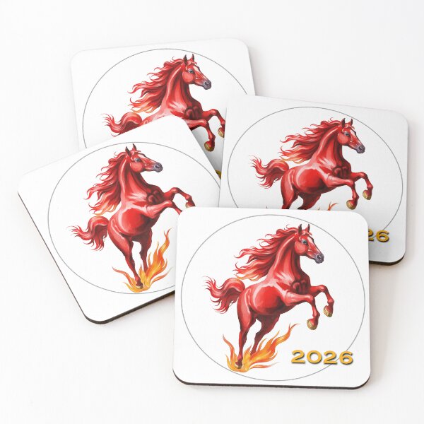 Item preview, Bright red horse prancing with flames indicating the year 2026 during the Lunar New Year celebration designed and sold by Ms. Iryna.