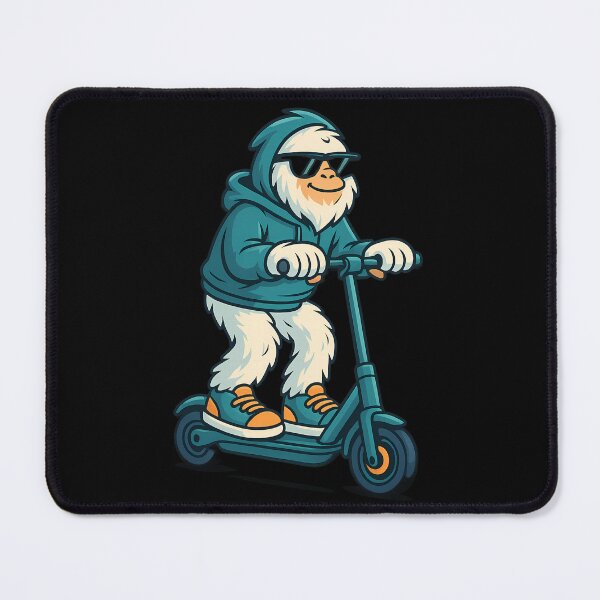Item preview, Cool Yeti on e-scooter in cartoon style designed and sold by meshhead.