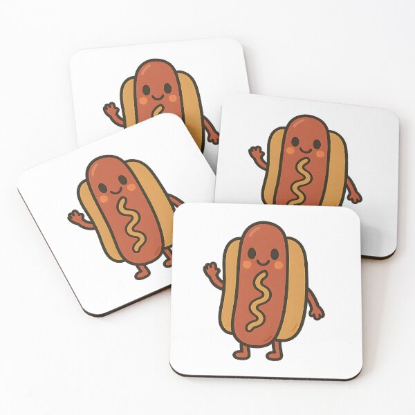 Item preview, Waving Glizzy Smiling Retro Hot Dog with Mustard Swirl designed and sold by BlinkPop.