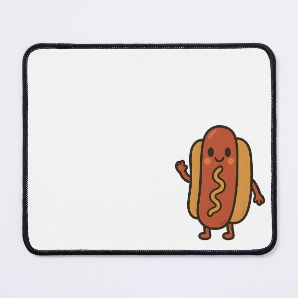 Item preview, Waving Glizzy Smiling Retro Hot Dog with Mustard Swirl designed and sold by BlinkPop.