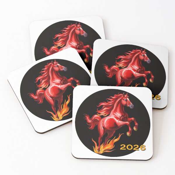 Item preview, Red horse symbolizes vitality and energy for the year 2026 in an artistic representation designed and sold by Ms. Iryna.