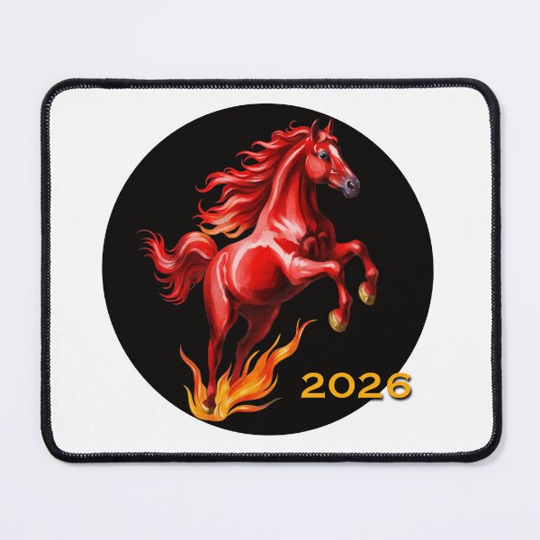 Item preview, Red horse symbolizes vitality and energy for the year 2026 in an artistic representation designed and sold by Ms. Iryna.