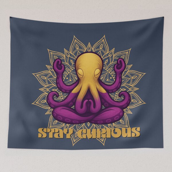 Item preview, Stay Curious, Zen Octopus: Mandala Meditation Vibes designed and sold by PinkOctopusArt.