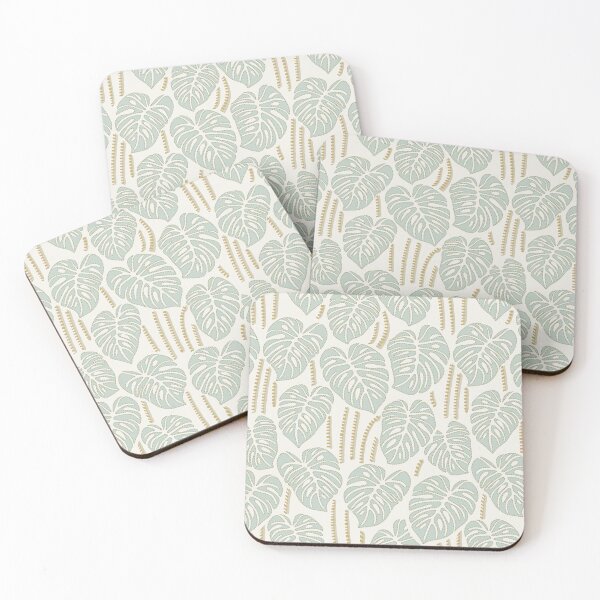 Item preview, Monstera Leaf Botanical with Dotted Accents in Pale Green and Beige Neutral designed and sold by EliveraDesigns.