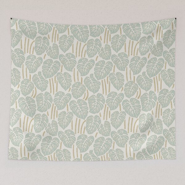Item preview, Monstera Leaf Botanical with Dotted Accents in Pale Green and Beige Neutral designed and sold by EliveraDesigns.
