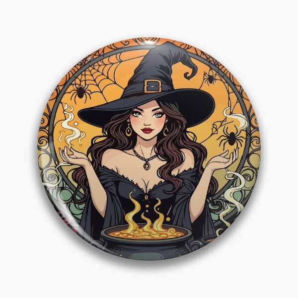 Item preview, Whimsically Enchanting Witch With Spiders and Cooking Pot designed and sold by taiche.