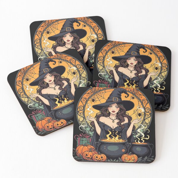 Item preview, Whimsically Enchanting Witch With Spiders and Cooking Pot designed and sold by taiche.
