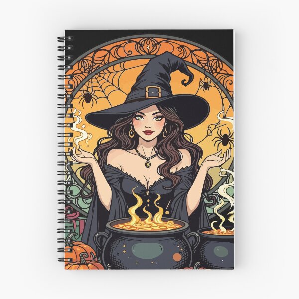 Item preview, Whimsically Enchanting Witch With Spiders and Cooking Pot designed and sold by taiche.