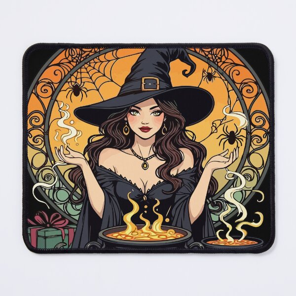 Item preview, Whimsically Enchanting Witch With Spiders and Cooking Pot designed and sold by taiche.